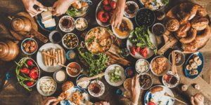 Traditional Turkish breakfast and local food during a dental holiday in Izmir